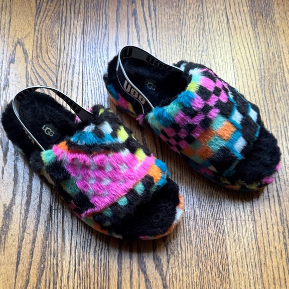 UGG Fluff Yeah Check Slide Sandals Size 8 - Picture 9 of 15